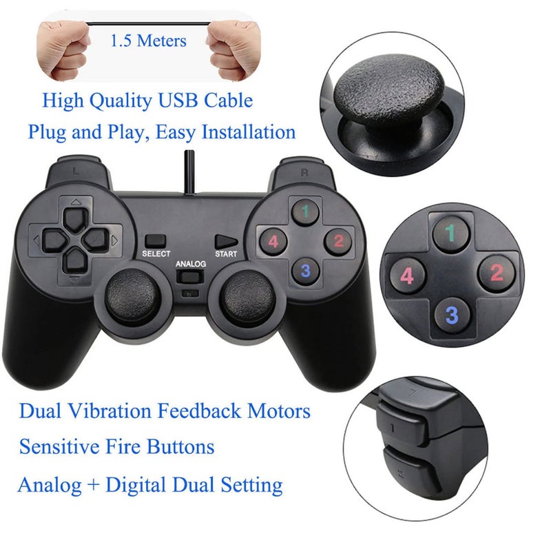 Baigeda USB Wired Game Controller for Windows PC/Raspberry Pi Remote Controller Gamepad Gaming Joystick Dual Vibration Joypad for Laptop Desktop Computer(Windows 11/10/8/7) & Steam/Roblox/RetroPie/RecalBox - Image 4